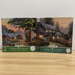 Lot 2 Thomas Kinkade Puzzles Simpler Times II & Julianne's Cottage 1000 PC CEACO